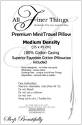 Product information for Mini travel washable pillow, 35 × 45 cm