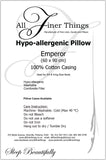 Pillows: Washable & Hypoallergenic; all sizes