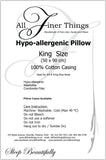 Pillows: Washable & Hypoallergenic; all sizes