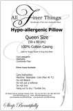 Pillows: Washable & Hypoallergenic; all sizes
